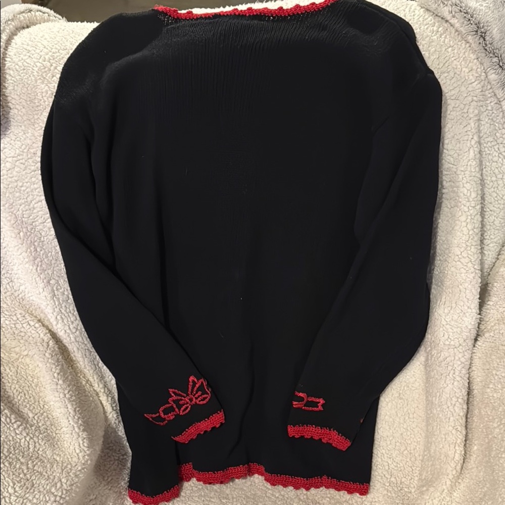 Ugly/Festive Black Christmas Sweater with Tree and Bear Design - Picture 9 of 9